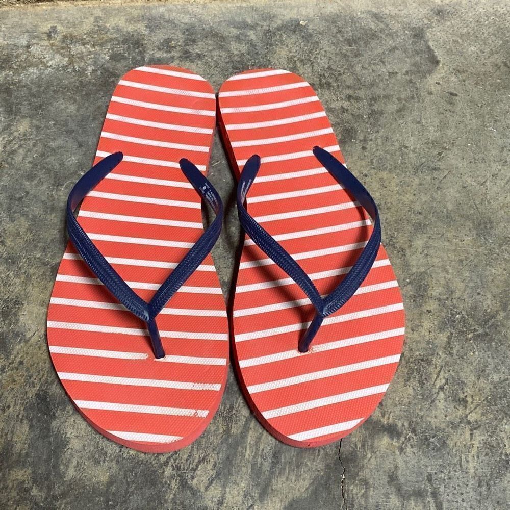 Shade & Shore Navy & Coral Flip Flops Size 11 New